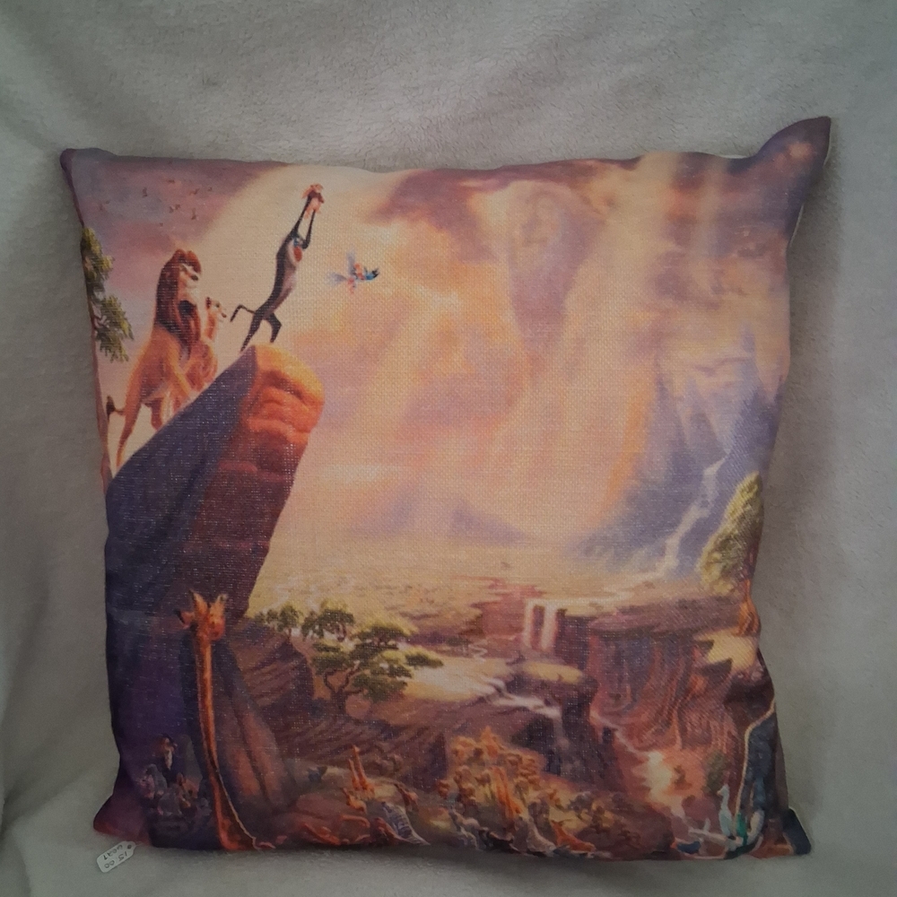 Decorative Throw Pillow with Vibrant Scene Lion King